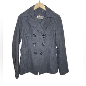 Guess wool blend grey peacoat winter coat